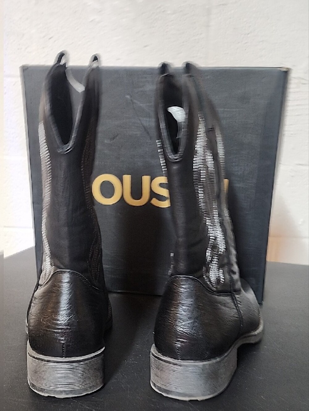 Jousen Men’s Black Western Cowboy Boots - Picture 5 of 7